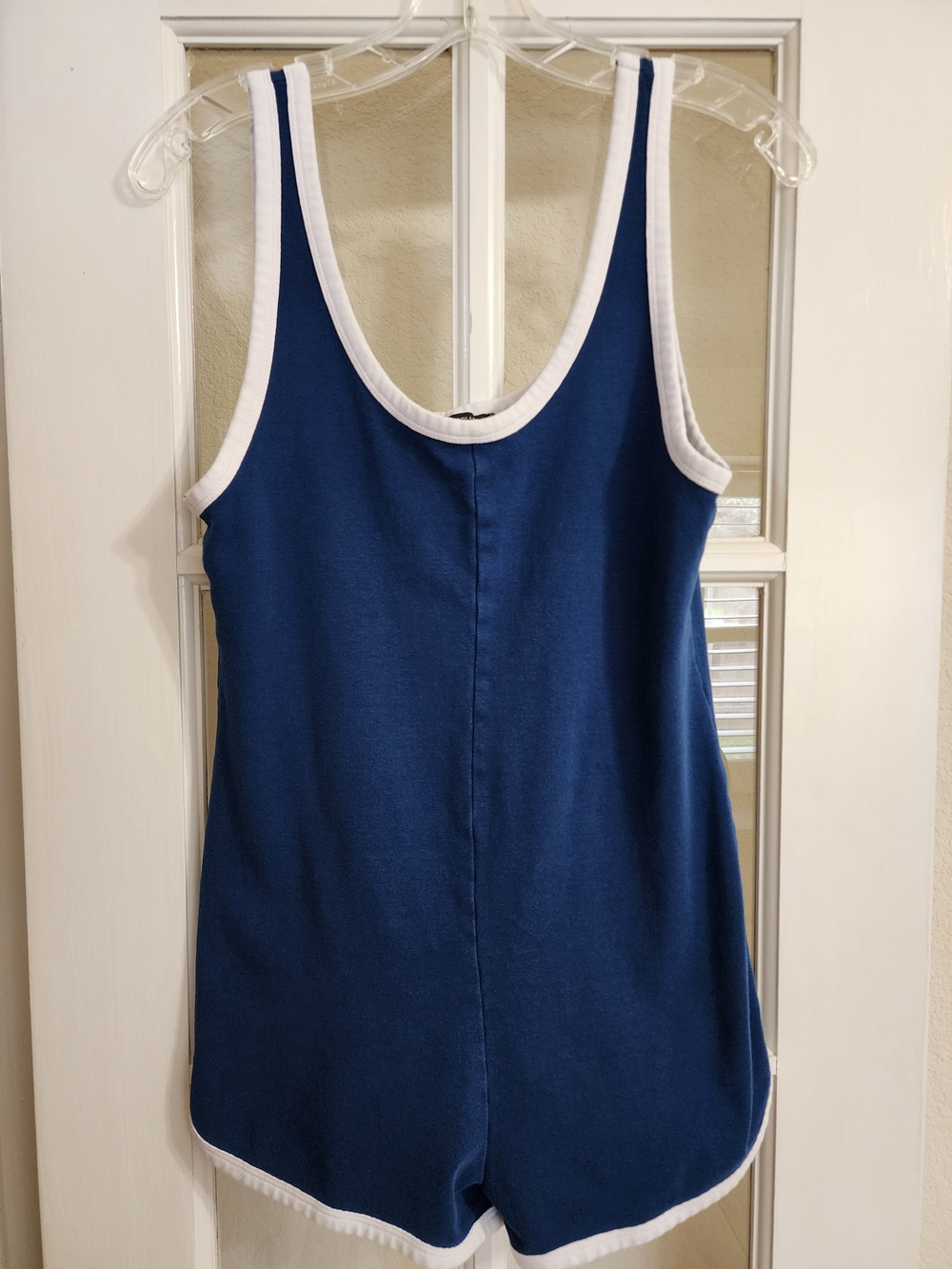 Zara Blue White Contrast Trim Sleeveless Sporty Romper Playsuit L